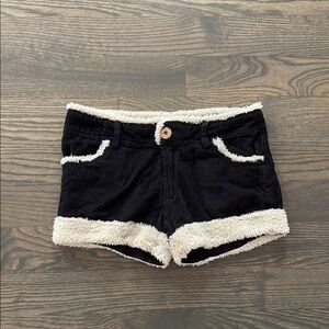 Cozy Black and Cream Women's Shorts